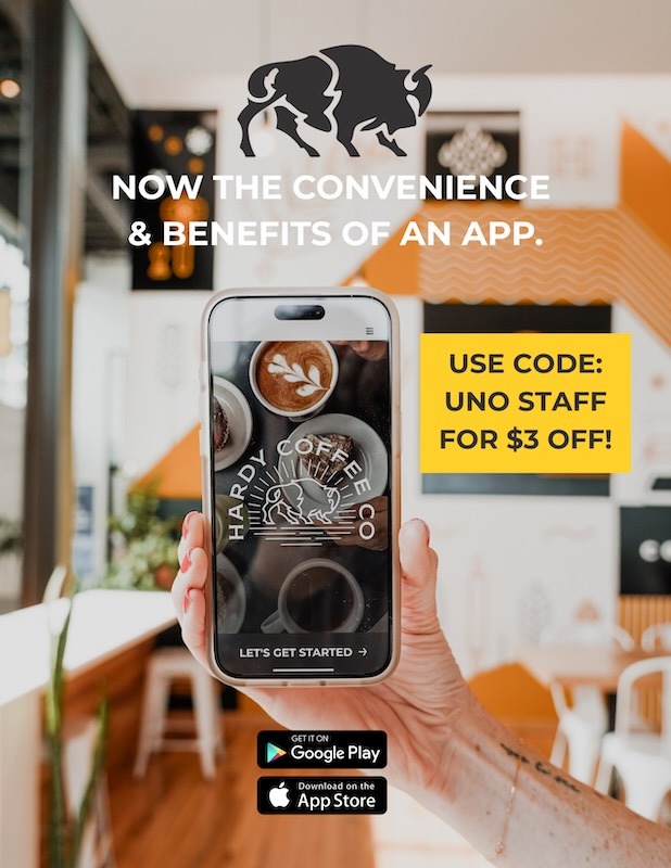 Hardy's Coffee mobile app advertisement